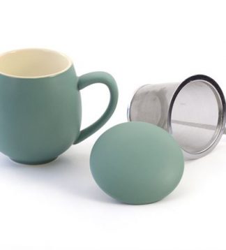 Saara petrol matt fémszűrős porcelán bögre