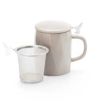 Lilia fémszűrős porcelán bögre Grey