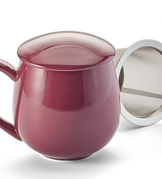 Saara purple shiny fémszűrős porcelán bögre