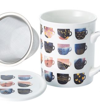 Tia fémszűrős porcelán bögre díszdobozban