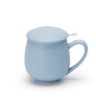 Saara light blue matt fémszűrős porcelán bögre