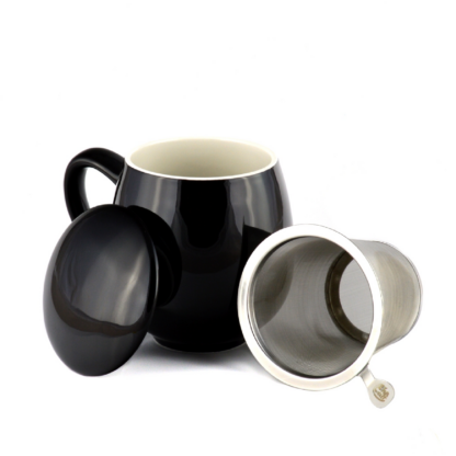Saara black shiny fémszűrős porcelán bögre - Image 2