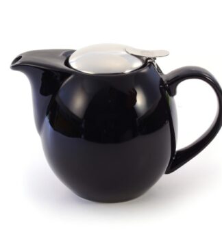 Saara black shiny teáskanna fém szűrővel 0,9l