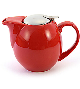 Saara red shiny teáskanna fém szűrővel 0,9l